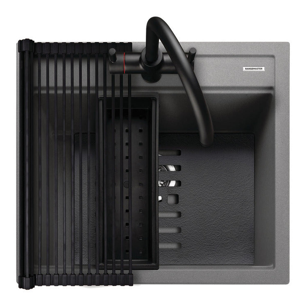 Rangemaster Prato Inset Mount Single Kitchen Sink For 600mm Cabinet in Granite Concrete 57902101