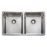 Rangemaster Quad Undermount Inset Mount Double Bowl Kitchen Sink For 800mm Cabinet in Stainless Steel
