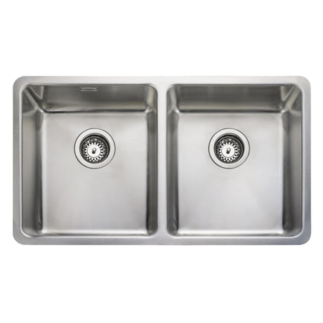Rangemaster Quad Undermount Inset Mount Double Bowl Kitchen Sink For 800mm Cabinet in Stainless Steel