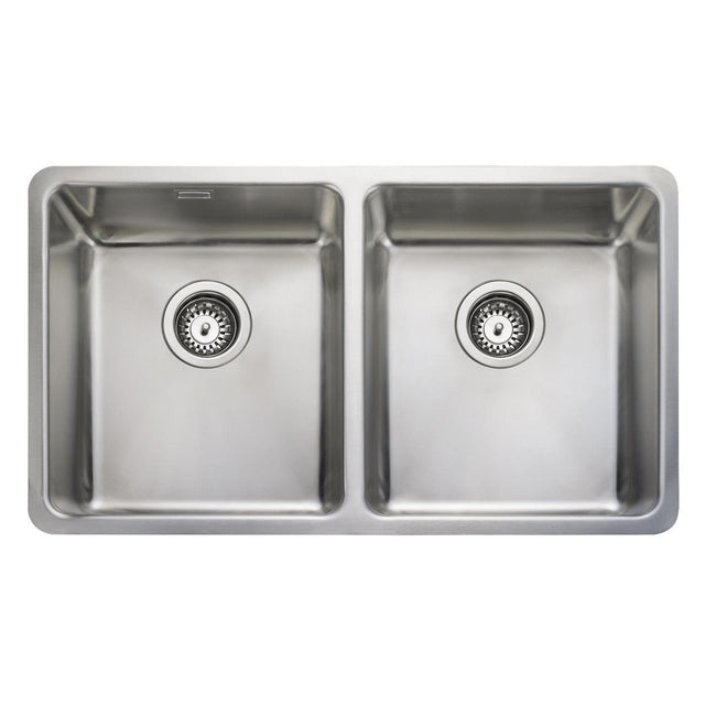 Rangemaster Quad Undermount Inset Mount Double Bowl Kitchen Sink For 800mm Cabinet in Stainless Steel