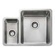 Rangemaster Quad Undermount Inset Mount Left One and Half Bowl Kitchen Sink For 600mm Cabinet in Stainless Steel 56560450