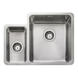 Rangemaster Quad Undermount Inset Mount Left One and Half Bowl Kitchen Sink For 600mm Cabinet in Stainless Steel 56560450