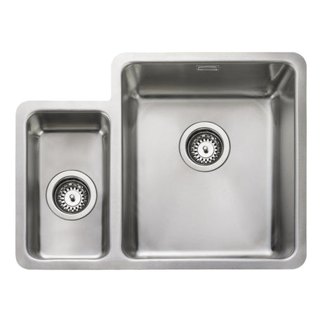 Rangemaster Quad Undermount Inset Mount Left One and Half Bowl Kitchen Sink For 600mm Cabinet in Stainless Steel 56560450