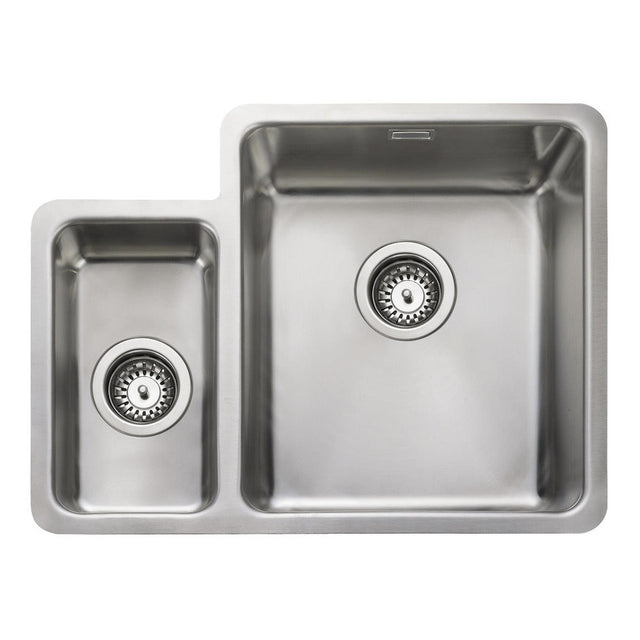 Rangemaster Quad Undermount Inset Mount Left One and Half Bowl Kitchen Sink For 600mm Cabinet in Stainless Steel 56560450