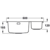 Rangemaster Quad Undermount Inset Mount One and Half Bowl Kitchen Sink For 600mm Cabinet in Stainless Steel  Dimensions