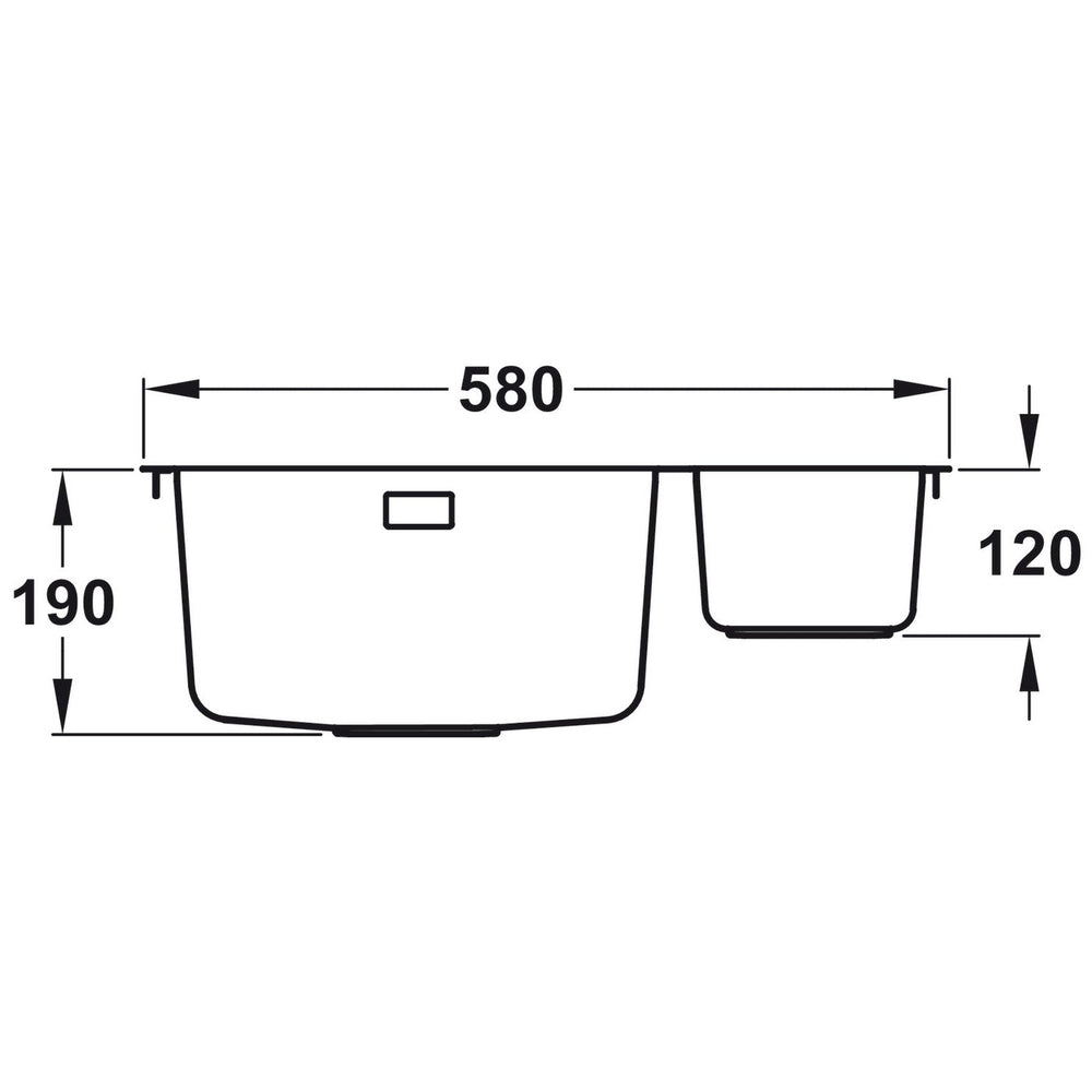 Rangemaster Quad Undermount Inset Mount One and Half Bowl Kitchen Sink For 600mm Cabinet in Stainless Steel Dimensions