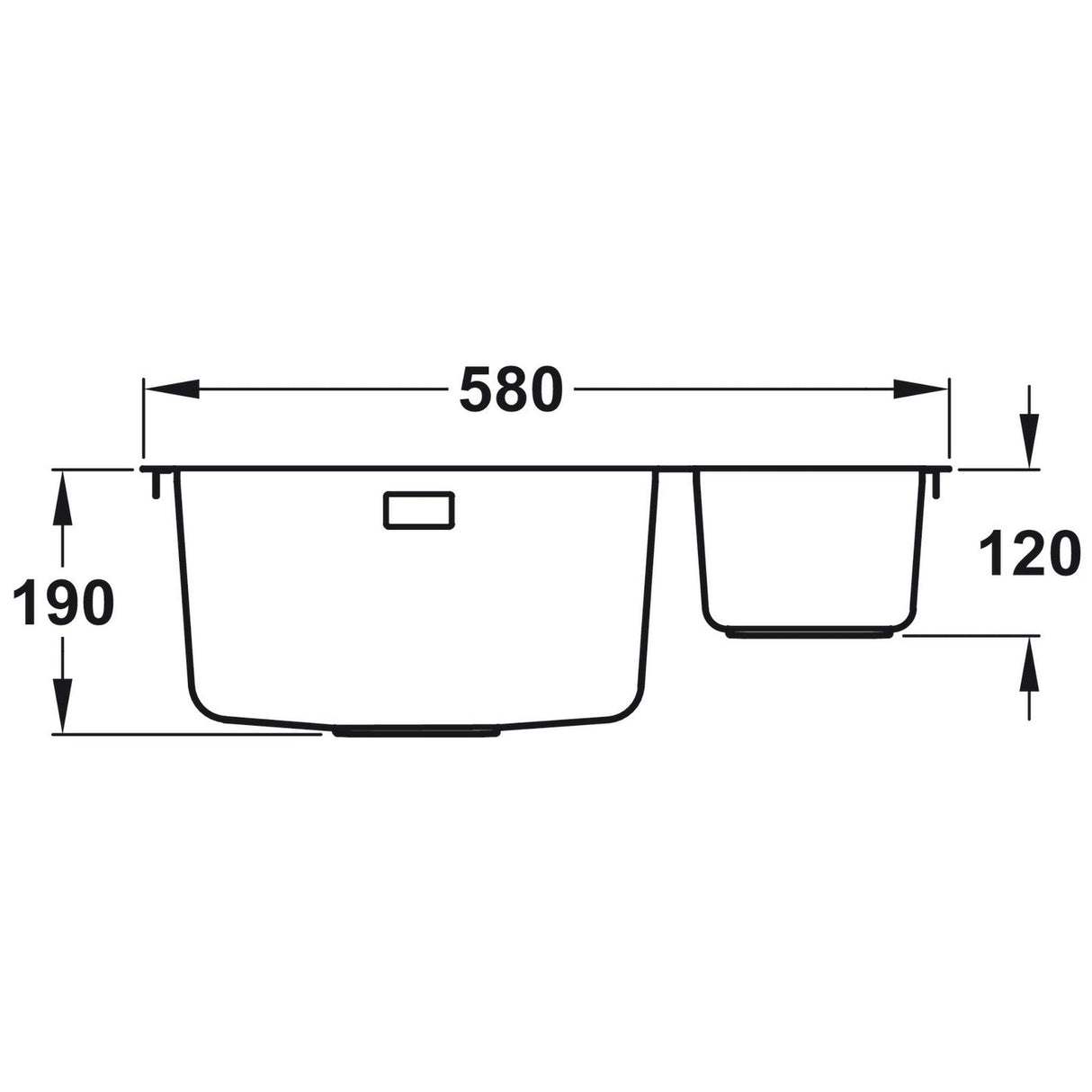 Rangemaster Quad Undermount Inset Mount One and Half Bowl Kitchen Sink For 600mm Cabinet in Stainless Steel Dimensions