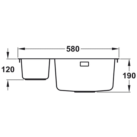 Rangemaster Quad Undermount Inset Mount One and Half Bowl Kitchen Sink For 600mm Cabinet in Stainless Steel Dimensions