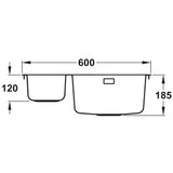 Rangemaster Quad Undermount Inset Mount One and Half Bowl Kitchen Sink For 800mm Cabinet in Stainless Steel 56560471 Dimensions