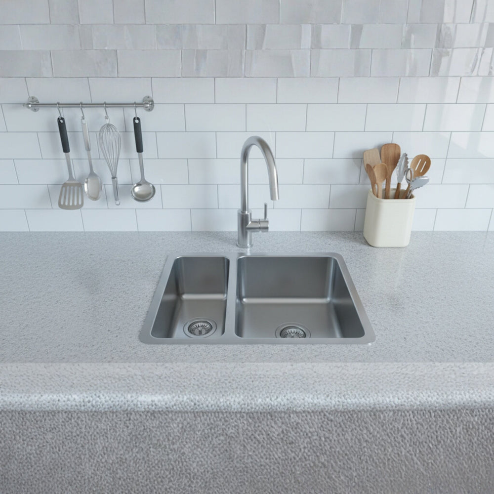 Rangemaster Quad Undermount Inset Mount One and Half Bowl Kitchen Sink For 800mm Cabinet in Stainless Steel Life Style