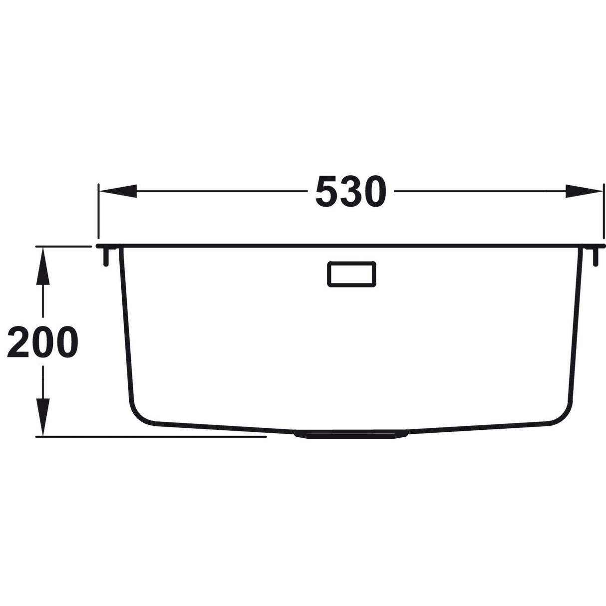 Rangemaster Quad Undermount Inset Mount Single Bowl Kitchen Sink For 600mm Cabinet in Stainless Steel Brushed 56560441 Dimension