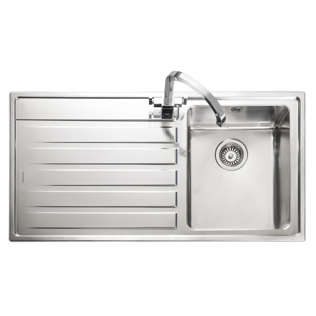 Rangemaster Rockford Inset Mount Drainer Left Single Bowl Kitchen Sink For 600mm Cabinet in Stainless Steel 56560650