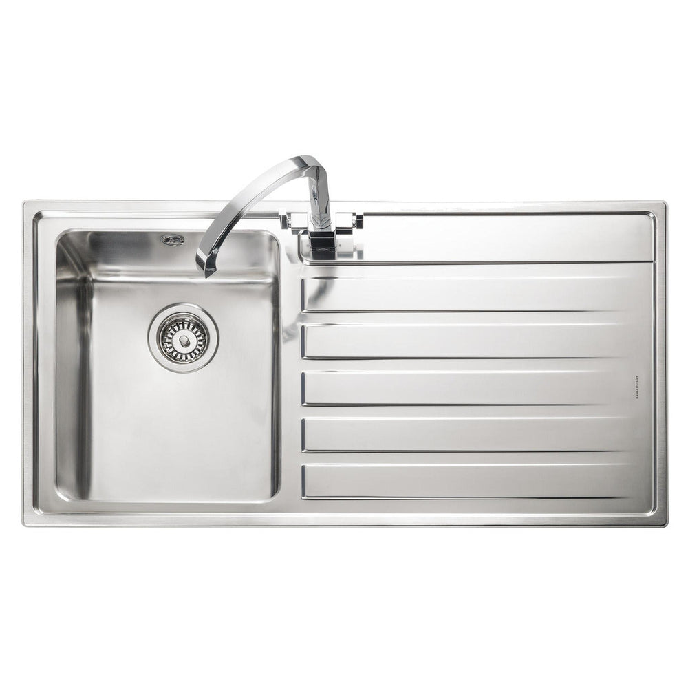 Rangemaster Rockford Inset Mount Drainer Right Single Bowl Kitchen Sink For 600mm Cabinet in Stainless Steel 56560655