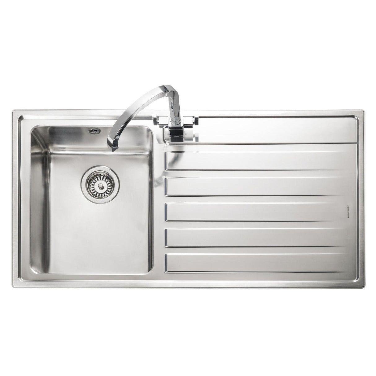 Rangemaster Rockford Inset Mount Drainer Right Single Bowl Kitchen Sink For 600mm Cabinet in Stainless Steel 56560655