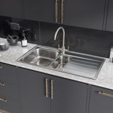 Rangemaster Rockford Inset Mount One and Half Bowl Kitchen Sink For 600mm Cabinet in Stainless Steel Right Life Style