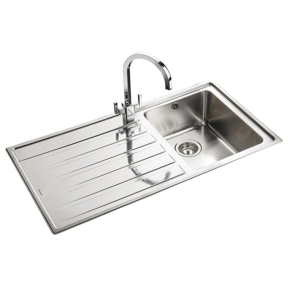 Rangemaster Rockford Inset Mount Single Bowl Kitchen Sink For 600mm Cabinet in Stainless Steel 