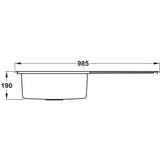 Rangemaster Rockford Inset Mount Single Bowl Kitchen Sink For 600mm Cabinet in Stainless Steel Dimensions