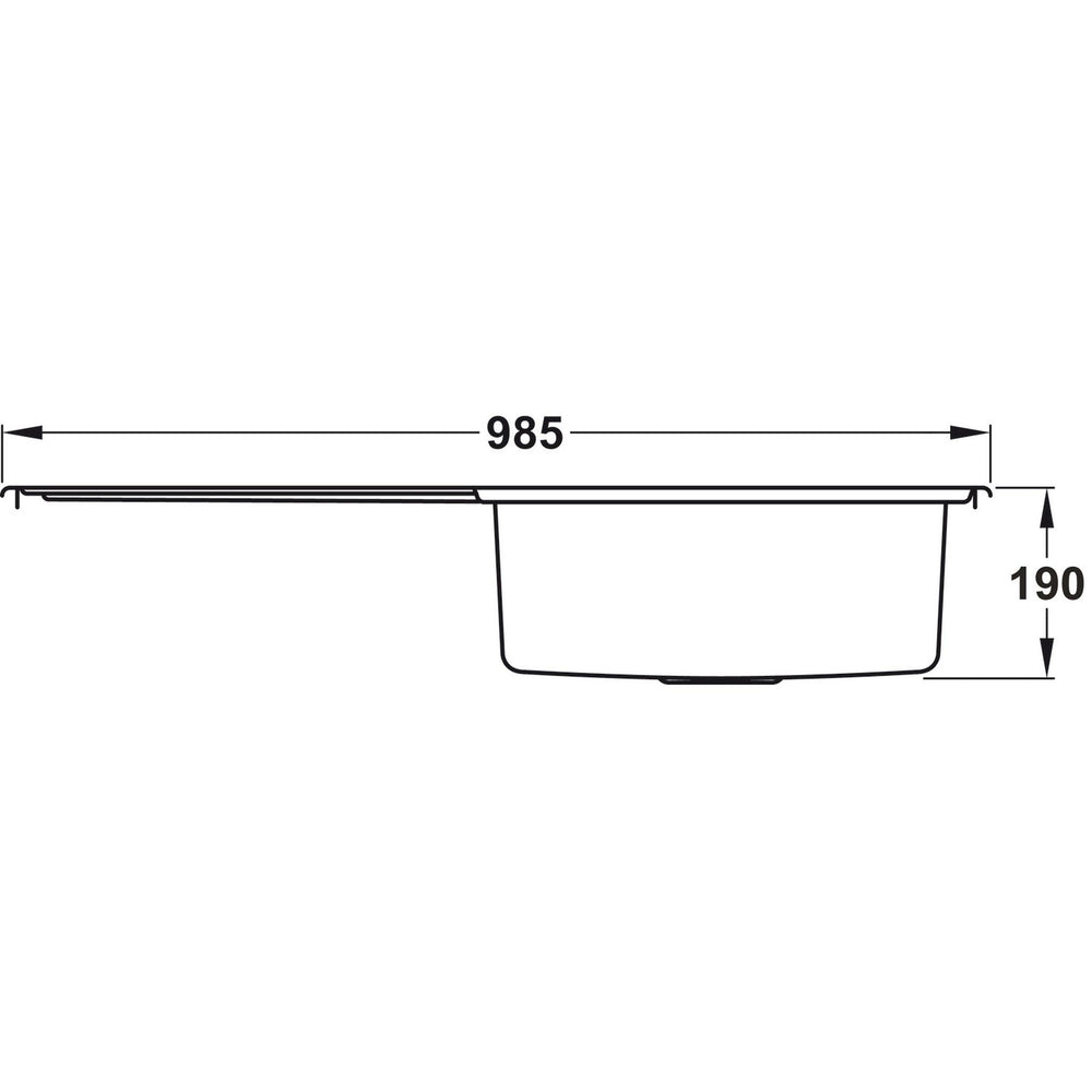 Rangemaster Rockford Inset Mount Single Bowl Kitchen Sink For 600mm Cabinet in Stainless Steel Dimensions