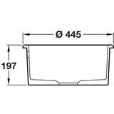 Rangemaster Round Inset Mount Single Bowl with Kitchen Sink For 500mm Cabinet in Ceramic White 56557790 Dimension