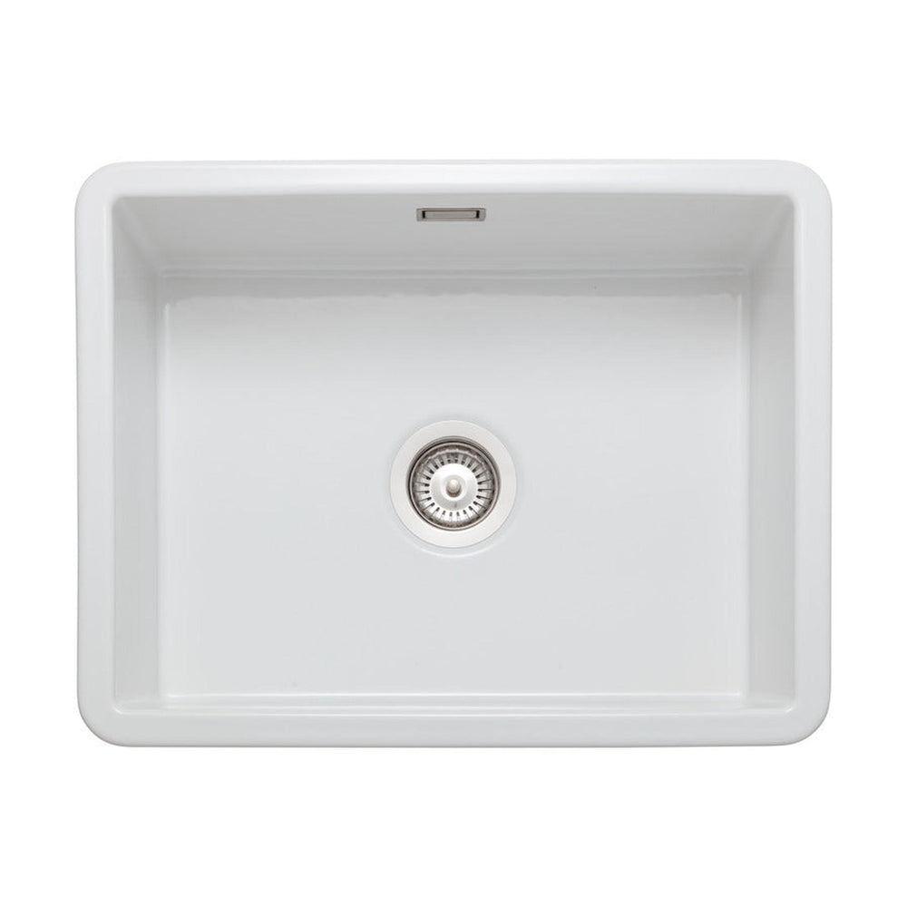 Rangemaster Rustique  Inset Mount Single Bowl Kitchen Sink For 600mm Cabinet in Ceramic White 56557780