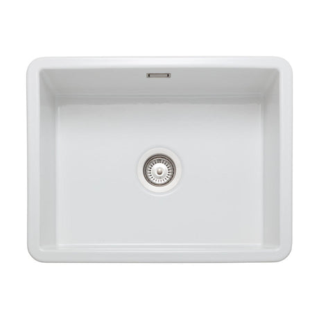Rangemaster Rustique  Inset Mount Single Bowl Kitchen Sink For 600mm Cabinet in Ceramic White 56557780