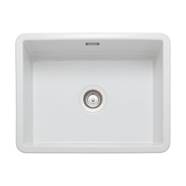 Rangemaster Rustique  Inset Mount Single Bowl Kitchen Sink For 600mm Cabinet in Ceramic White 56557780