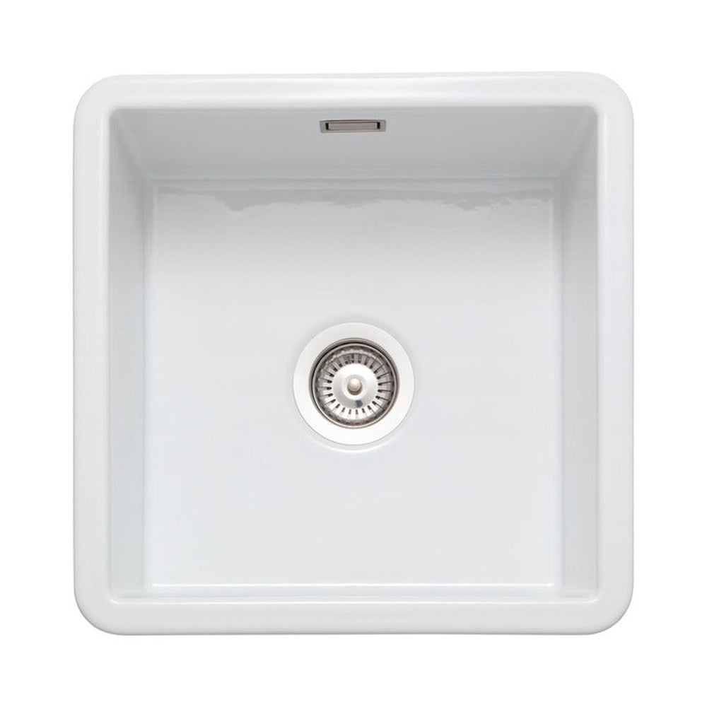 Rangemaster Rustique Inset Mount Single Bowl with Kitchen Sink For 500mm Cabinet in Ceramic White 56557770