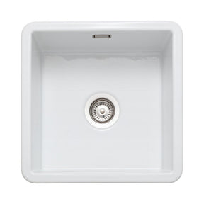 Rangemaster Rustique Inset Mount Single Bowl with Kitchen Sink For 500mm Cabinet in Ceramic White 56557770