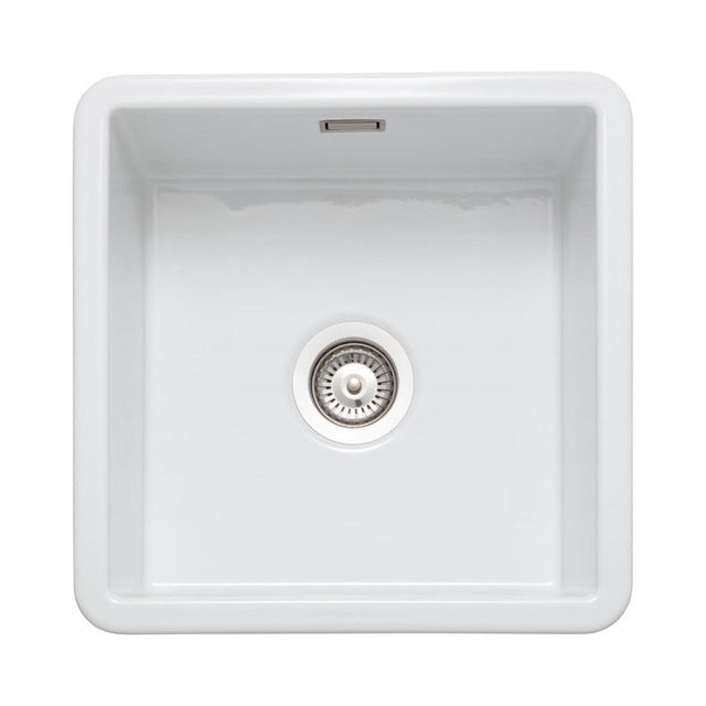 Rangemaster Rustique Inset Mount Single Bowl with Kitchen Sink For 500mm Cabinet in Ceramic White 56557770