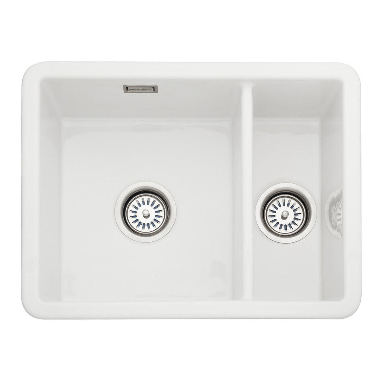 Rangemaster Rustique  Undermount Inset Mount One And Half Bowl Sink For 600mm Cabinet in Ceramic White 56561785
