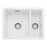 Rangemaster Rustique  Undermount Inset Mount One And Half Bowl Sink For 600mm Cabinet in Ceramic White 56561785