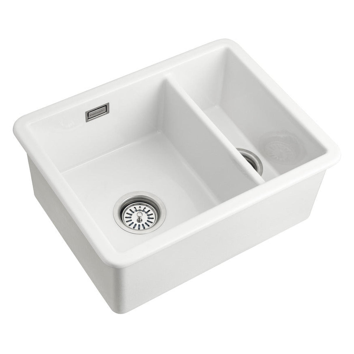 Rangemaster Rustique  Undermount Inset Mount One And Half Bowl Sink For 600mm Cabinet in Ceramic White 56561785 1