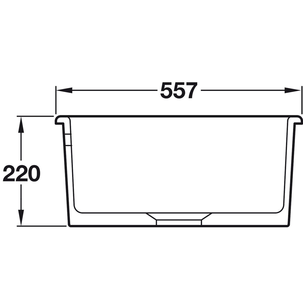 Rangemaster Rustique Undermount Inset Mount White Single Bowl Kitchen Sink For 600mm Cabinet in Ceramic 57903721 Dimensions