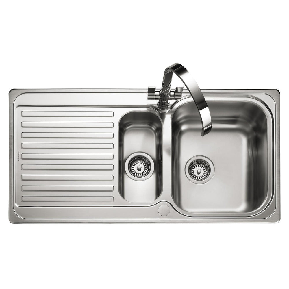 Rangemaster Sedona Inset Mount One and Half Bowl Kitchen Sink For 600mm Cabinet in Stainless Steel Soft Brushed 56560761