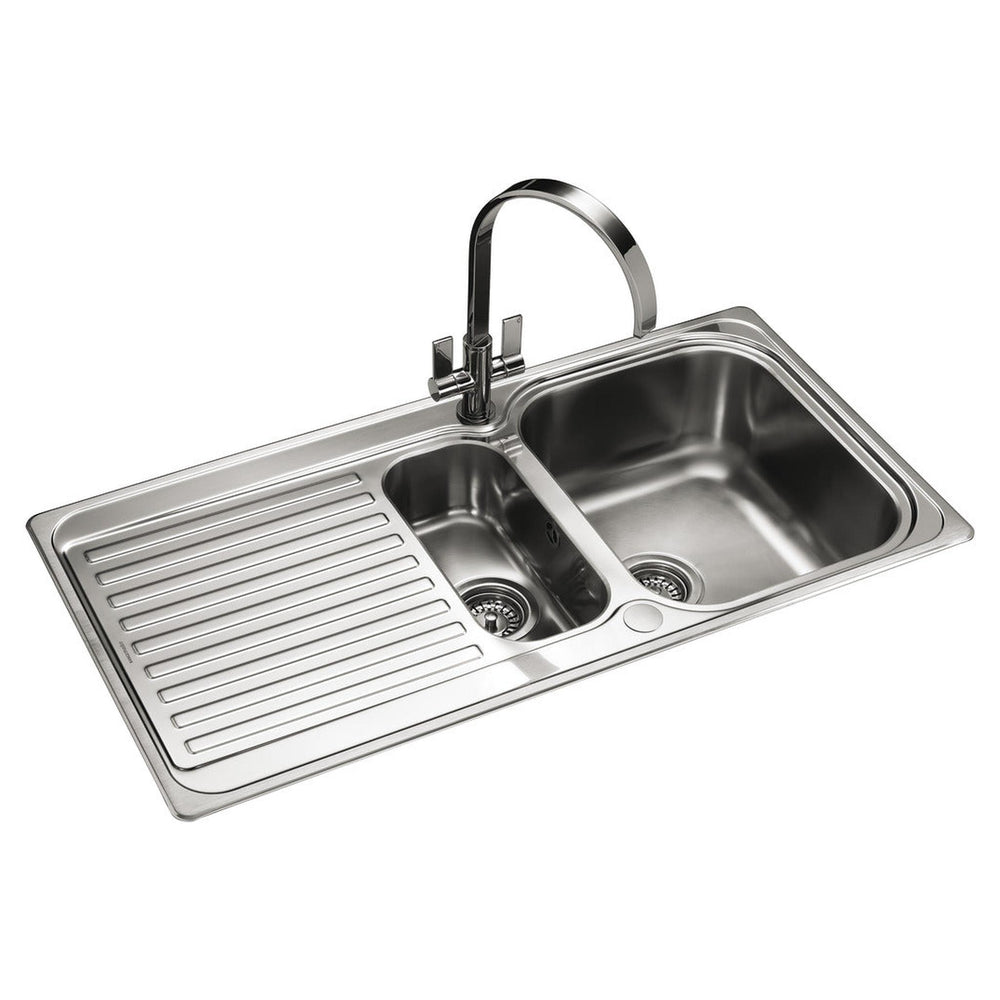 Rangemaster Sedona Inset Mount One and Half Bowl Kitchen Sink For 600mm Cabinet in Stainless Steel Soft Brushed 56560761 1