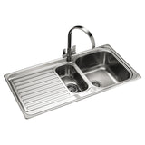 Rangemaster Sedona Inset Mount One and Half Bowl Kitchen Sink For 600mm Cabinet in Stainless Steel Soft Brushed 56560761 1
