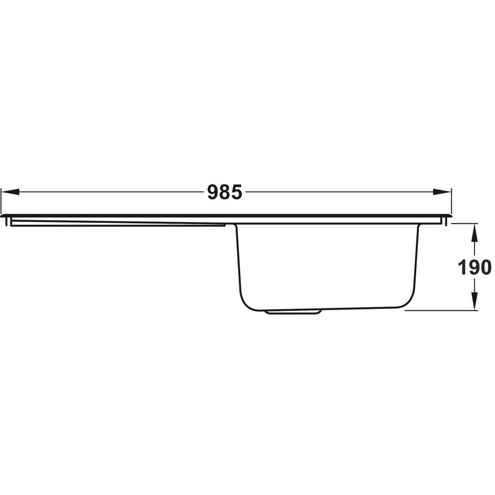 Rangemaster Sedona Inset Mount Single Bowl Kitchen Sink For 600mm Cabinet in Stainless Steel 56560751 Dimensions