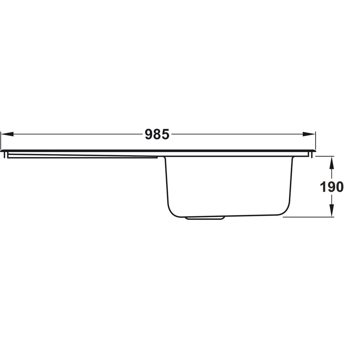 Rangemaster Sedona Inset Mount Single Bowl Kitchen Sink For 600mm Cabinet in Stainless Steel 56560751 Dimensions