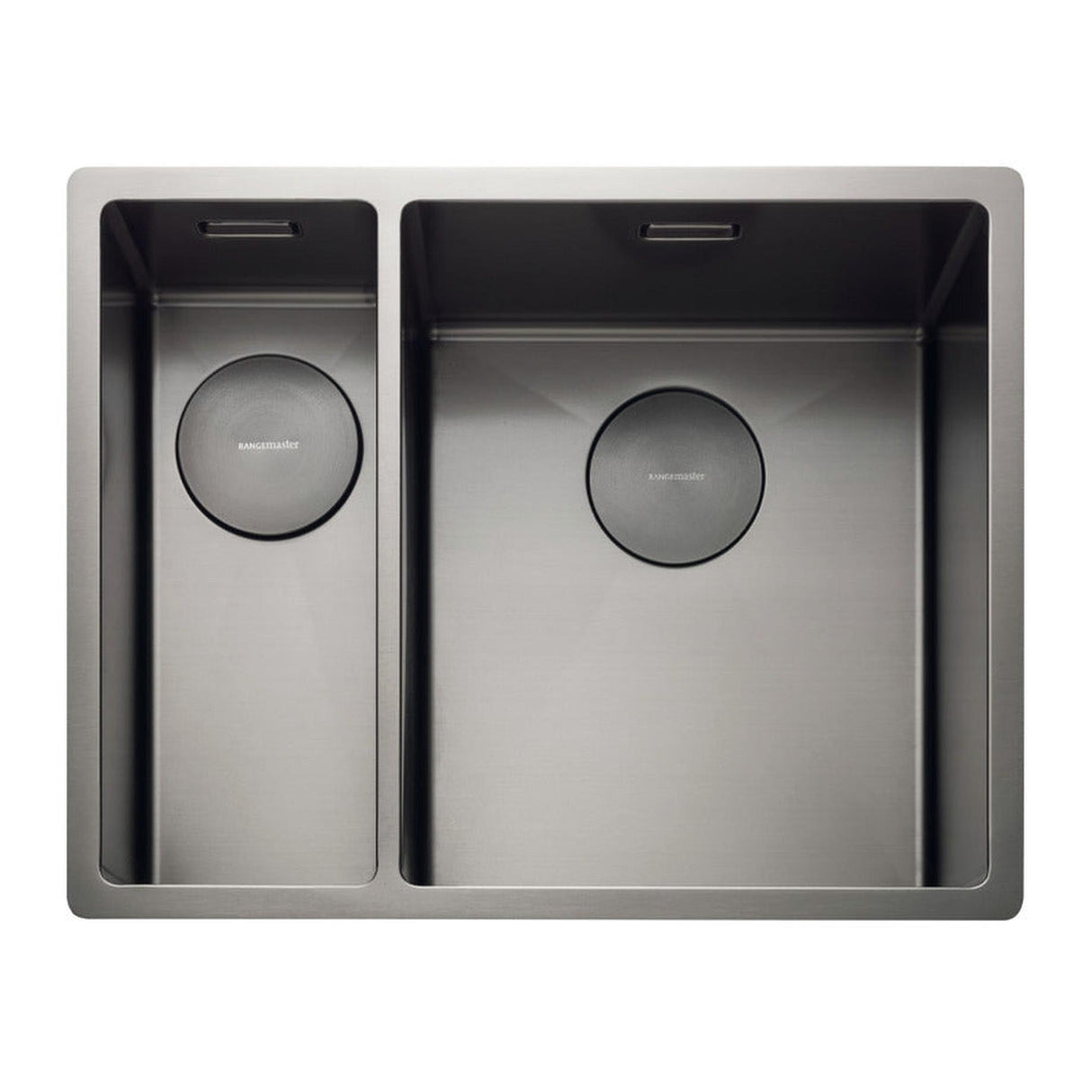 Rangemaster Spectra Undermount Left hand - Graphite Inset Mount One and Half Bowl Kitchen Sink For 600mm Cabinet in Stainless Steel