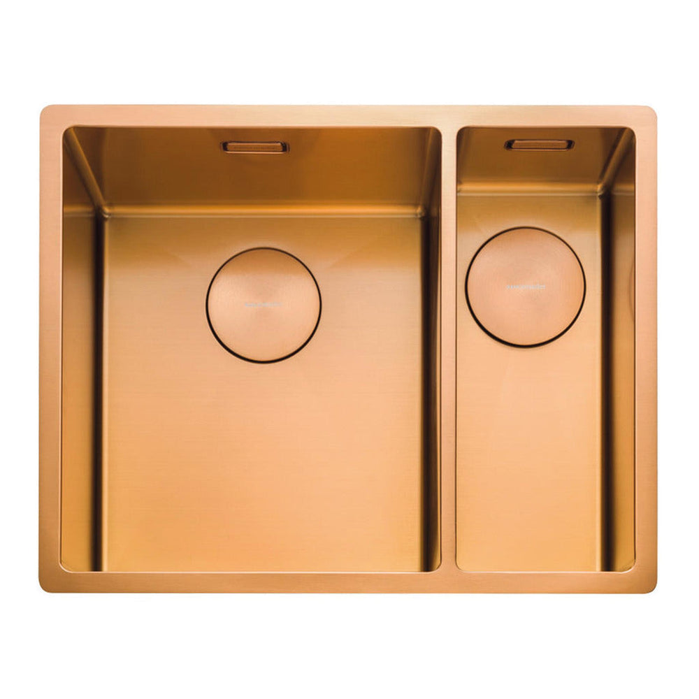 Rangemaster Spectra Undermount Right hand - Copper Inset Mount One and Half Bowl Kitchen Sink For 600mm Cabinet in Stainless Steel