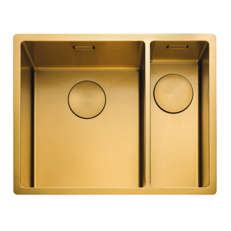 Rangemaster Spectra Undermount Right hand - Gold Inset Mount One and Half Bowl Kitchen Sink For 600mm Cabinet in Stainless Steel
