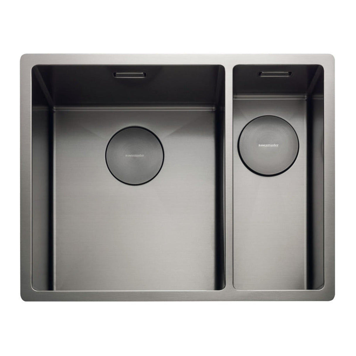 Rangemaster Spectra Undermount Right hand - Graphite Inset Mount One and Half Bowl Kitchen Sink For 600mm Cabinet in Stainless Steel