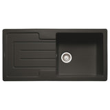 Rangemaster St. Austell Inset Mount Single Bowl Kitchen Sink For 600mm Cabinet in Granite Black Matt 57902371