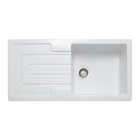Rangemaster St. Austell Inset Mount Single Bowl Kitchen Sink For 600mm Cabinet in Granite White 56557740