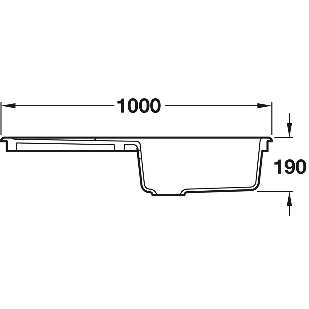 Rangemaster St. Austell Inset Mount Single Bowl Kitchen Sink For 600mm Cabinet in Granite White 56557740 Dimension