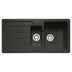 Rangemaster St. Austell Matt Black One and Half Bowl Kitchen Sink For 600mm Cabinet in Granite 57902381