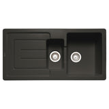 Rangemaster St. Austell Matt Black One and Half Bowl Kitchen Sink For 600mm Cabinet in Granite 57902381