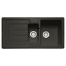 Rangemaster St. Austell Matt Black One and Half Bowl Kitchen Sink For 600mm Cabinet in Granite 57902381