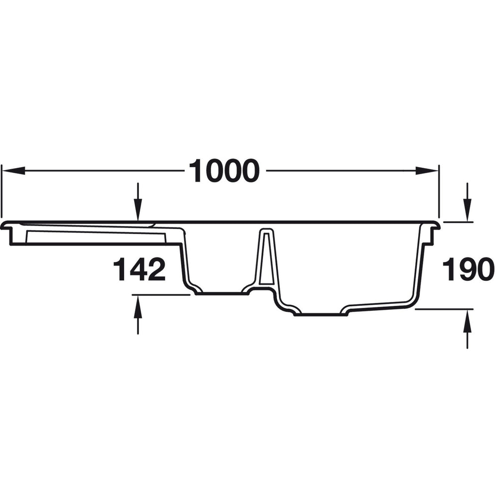 Rangemaster St. Austell Matt Black One and Half Bowl Kitchen Sink For 600mm Cabinet in Granite 57902381 Dimensions
