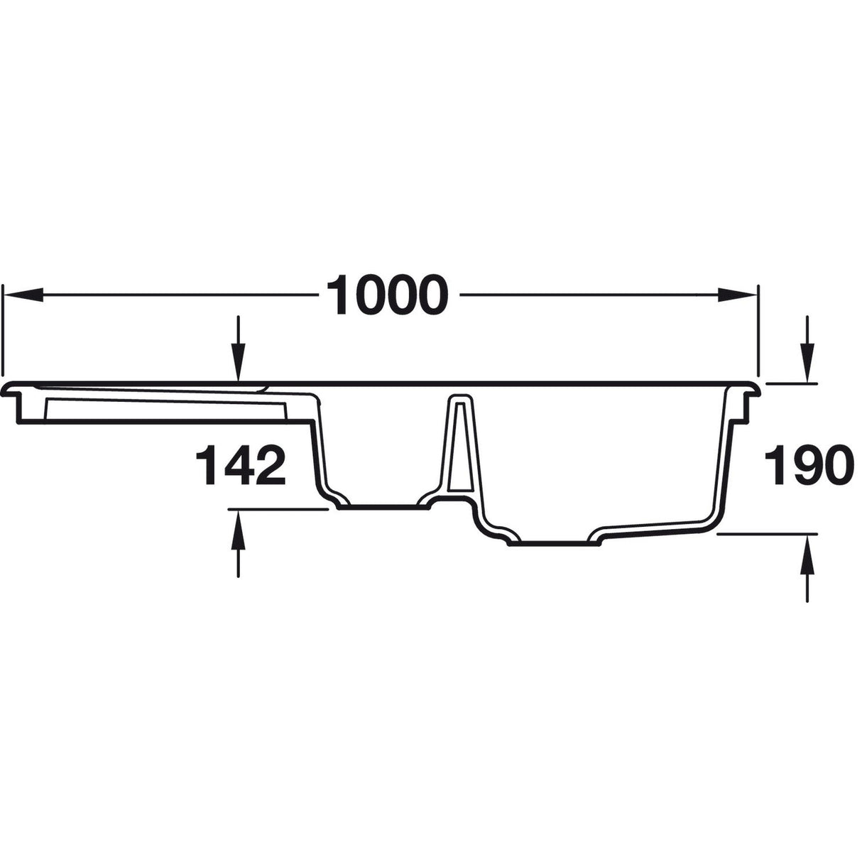 Rangemaster St. Austell Matt Black One and Half Bowl Kitchen Sink For 600mm Cabinet in Granite 57902381 Dimensions